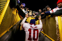 Eli Manning leaves the field after the NY Giants defeated the Green Bay Packers, getting his team to Super Bowl XLVI.  Green Bay, Wisconsin