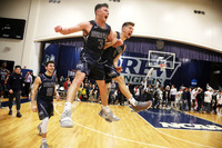 Moravian celebrates winning the men's basketball Landmark Conference Championship.